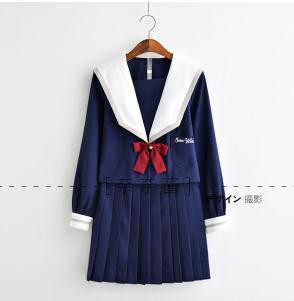 日系春秋コスプセーラー服長袖SnowWhiteJK制服セーラー襟セーラー服制服ミニスカート学院海軍風ハロウィン セットアップ